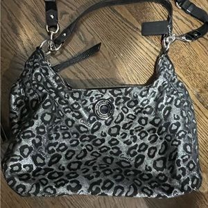 Coach black and silver cheetah print bag